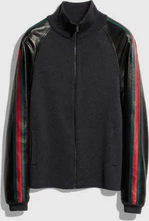 Gucci Fine Rib Wool Zip Jacket With Web, Size XXXL, Black