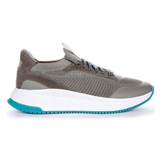 HUGO BOSS Sneakers, male, Gray, 9 UK, Elegant Grey Blue Trainers for Men