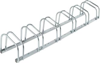 Relaxdays Relaxdays - Soportes Bicicleta Suelo, Para 6 Bicis, Ancho De Neum&aacute;tico Hasta 60 Mm, Met&aacute;lico, Garaje, Portabicis, Plateado