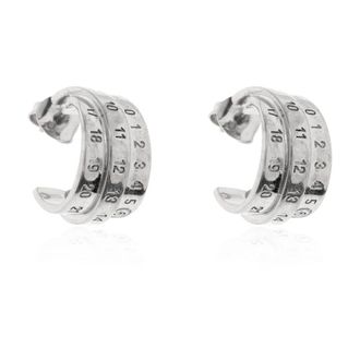 Maison Margiela Accessoires, Dames, Grijs, ONE Size, Satijn, Messing oorbellen