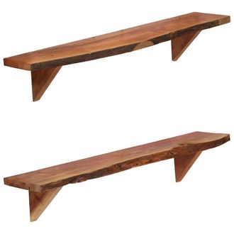 vidaXL Vidaxl - Estantes De Pared 2 Uds Madera Maciza De Acacia 90x20x18 Cm