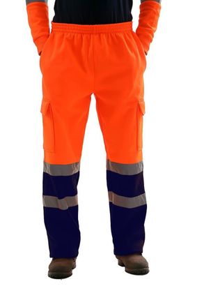 Generic Waterproof Hi-Vis Reflective Rain Pants - Lightweight Safety Work Trousers with Elastic Waistband, Adjustable Hems & Taped Seams (UK, Alpha, XL, Regul