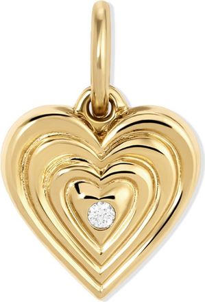 Adina Reyter Groovy Diamond Heart Locket Mini Charm in Yellow Gold at Nordstrom