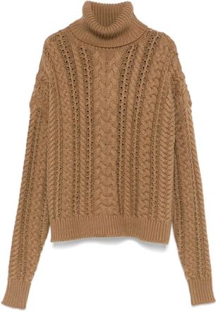 Ralph Lauren Furqan Long Sleeve Pullover - Dames - Coltruien - Bruin - L - Katoen - Truien & Vesten