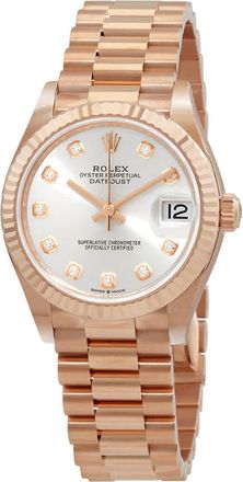 Rolex Datejust 31 Automatic 18kt Everose Gold Diamond Silver Dial Ladies Watch 278275-0039