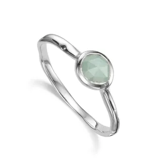 Monica Vinader Siren Aquamarine Small Stacking Ring, Sterling Silver