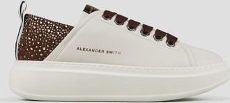 Alexander Smith Wembley Woman in white leather and rhinestones brown heel