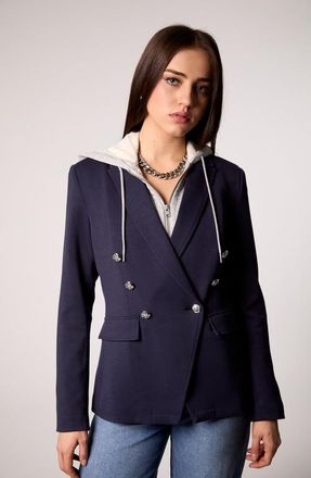 Blue Revival Helen Double-Breasted Blazer with Removable Hoodie Insert in Navy at Nordstrom, Size X-Small