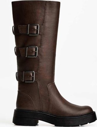 Bershka Stivali bassi marroni con fibbia-Marrone