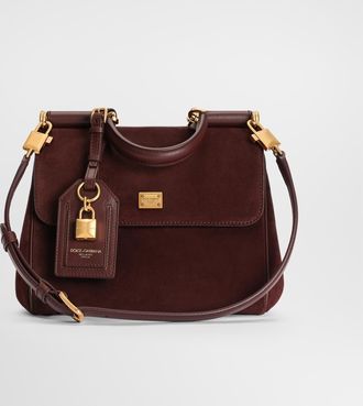 Dolce & Gabbana Small My Sicily Handbag In Split Calfskin - Woman Handbags Bordeaux Onesize