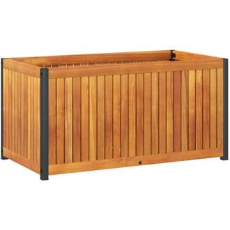 vidaXL Jardinera De Madera Maciza De Acacia Y Acero 85x45x44 Cm Vidaxl