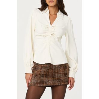 ASTR the Label Simran Ruched Front Shirt in Cream at Nordstrom, Size X-Small