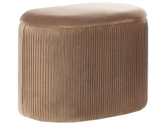 Beliani Puf con almacenaje terciopelo beige 55 cm 35 cm 41 cm