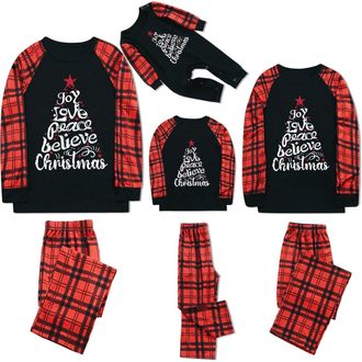 Generic Christmas Pyjamas Family Set Matching Pjs for Couples Lightweight, Soft and Comfortable Xmas Pyjamas Family Christmas Santa Claus Pattern Prints Holid
