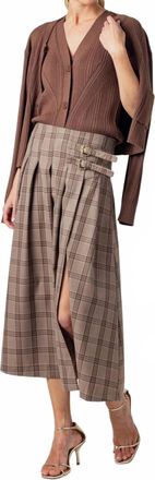 Sundays Casini Midi Skirt In Mocha Plaid
