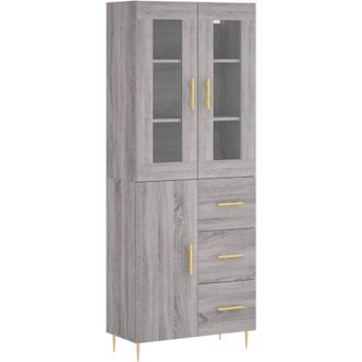 vidaXL Vidaxl - Aparador Alto Madera Contrachapada Gris Sonoma 69,5x34x180 Cm