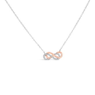 House of Brilliance 14K Rose Gold Plated Sterling Silver Diamond Accent Double Infinity Pendant Necklace