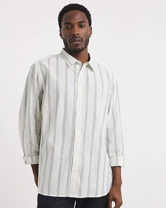 Jacamo Long Sleeve Linen Blend Stripe Shirt