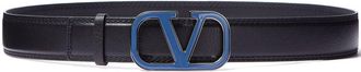 Valentino Garavani VLogo Signature leather belt - men - Calf Leather/Metal - 100 - Black