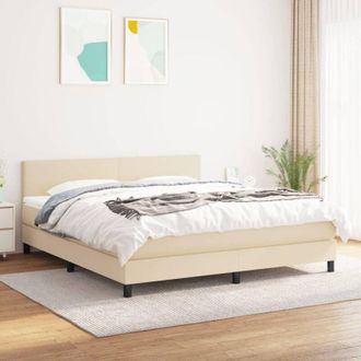 vidaXL Vidaxl - Cama Box Spring Con Colch&oacute;n Tela Color Crema 180x200 Cm