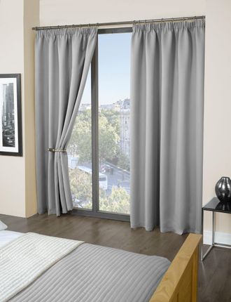 Emma Barclay Cali Pencil Pleat - Woven Thermal Blackout Pencil Pleat Curtains in Grey - Width 66 x 84 Drop (168x213cm) - Single for Door - Emma Barclay | TJ Hughe