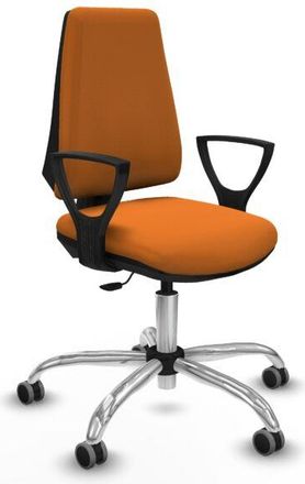 Piqueras y Crespo Piqueras Y Crespo - Elche Cp Similpiel Naranja Brazos Fijos Base Cromada Ruedas Engomadas 65mm