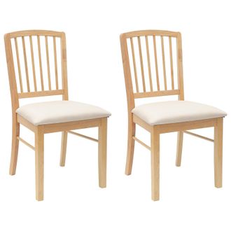 vidaXL Sedie Da Pranzo 2 Pz Legno Di Gomma Solido Naturale Vidaxl