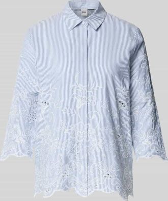 Brax Brax Regular Fit Hemdbluse mit floralem Stitching Modell Viki in Bleu, Gr&ouml;&szlig;e 36