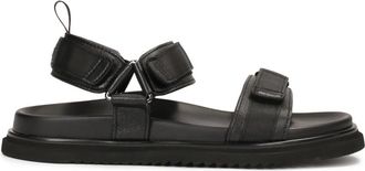 Kazar Zwarte leren sandalen met klittenbandsluitingen - Heren - Sandalen - Zwart - 40 EU - Leer - Schoenen