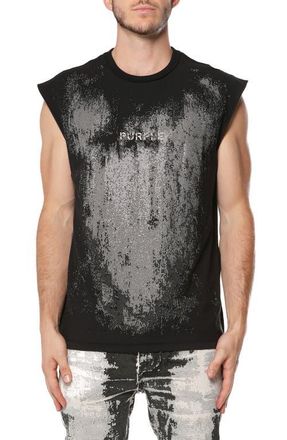Purple Texture Jersey Sleeveless T-Shirt in Black at Nordstrom, Size Xx-Large