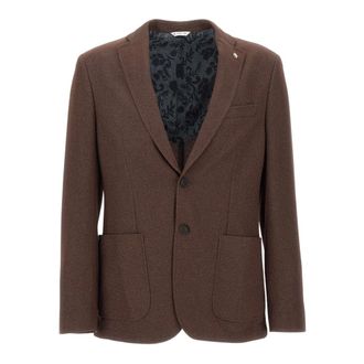 Manuel Ritz Single-breasted semi-gevoerde blazer - Heren - Jassen - Bruin - Maat: 2XL Zijde