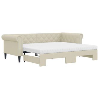 vidaXL Vidaxl - Sof&aacute; Cama Nido Con Colch&oacute;n Cuero Sint&eacute;tico Crema 90x200 Cm