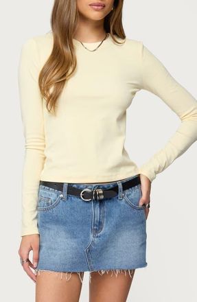 Edikted Kiyan Long Sleeve T-Shirt in Yellow at Nordstrom, Size X-Small