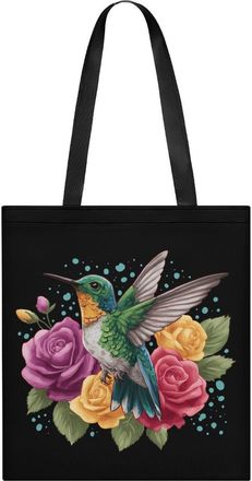 Generic Hummingbird Rose Tote Bag for Women Men Shoulder Bags Purses Pouch Handbags
