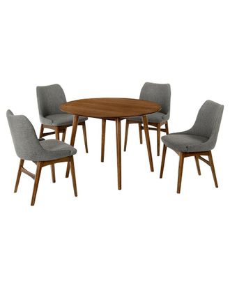 Armen Living Arcadia And Azalea 42In Round Wood 5Pc Dining Set