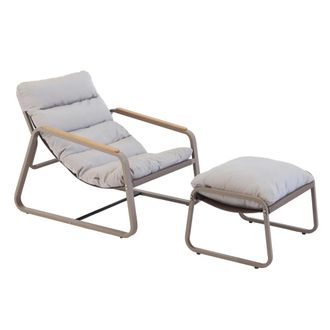 Oviala Sill&oacute;n relax de acero y textileno con reposapi&eacute;s topo