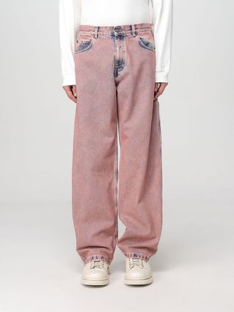 BONSAI Mens Loose Fit Acid Wash Jeans - Rose Gold Cotton - Size Medium