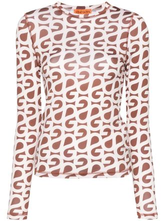 Stine Goya Juno logo-print T-shirt - Brown