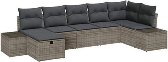 vidaXL Vidaxl - Conjunto De Sof&aacute; De Jard&iacute;n 7 Pcs Gris 55 X 62 X 69 Cm Polirat&aacute;n