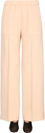 Jil Sander Pantalone morbido spacchi in fondo - Dames - Wijde Broeken - Beige - M - Broeken