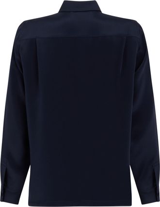 Max Mara Womens Long-Sleeve Silk Shirt Dark Blue
