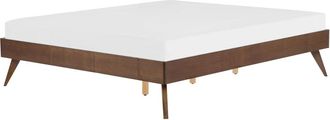 Beliani Cama matrimonial de madera marr&oacute;n 160x200