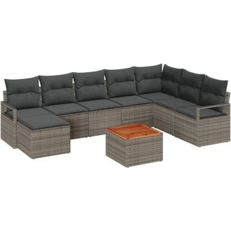 vidaXL Vidaxl - Conjunto De Sof&aacute; De Jard&iacute;n 9 Pcs Gris