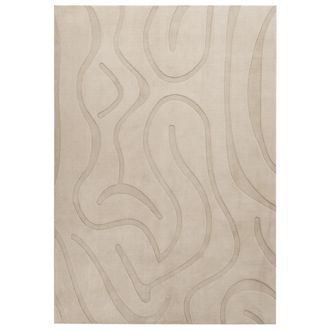Beliani Alfombra Para Sal&oacute;n Moderna Forma Rectangular Jacquard 160 X 230 Cm Pelo Corto Beige Selvori