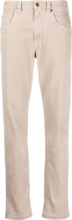 Brunello Cucinelli rolled cuff trouers - women - Cotton/Cotton/Calf Leather/Spandex/Elastane - 40 - Neutrals