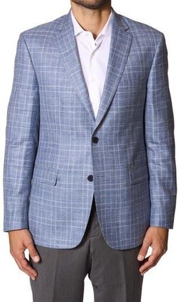 JB Britches Plaid Wool & Silk Blend Sport Coat in Light Blue at Nordstrom Rack, Size 38Regular