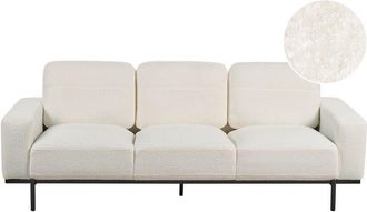 Beliani Beliani - Sofá sala de estar moderna 3 plazas tapizado en bouclé patas de metal en color blanco Sovik