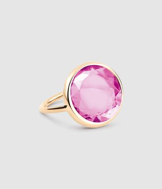 Ginette NY Bague Baby Disc Corindon Rose Or Rose