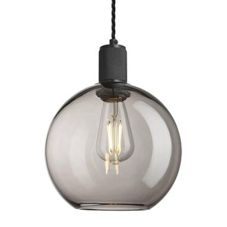 Industville Knurled Glass Globe Pendant Light - 9 Inch in Light Grey | Size: 9 inches