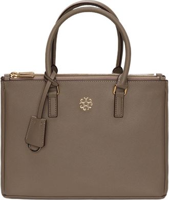 Gorski Top Handle Leather Purse with Crossbody Strap in Taupe at Nordstrom